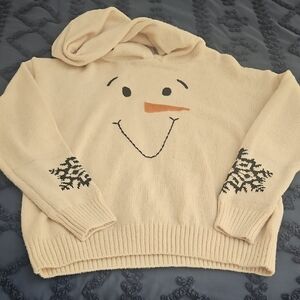 Cozy Cream Snowman Hoodie Sweater